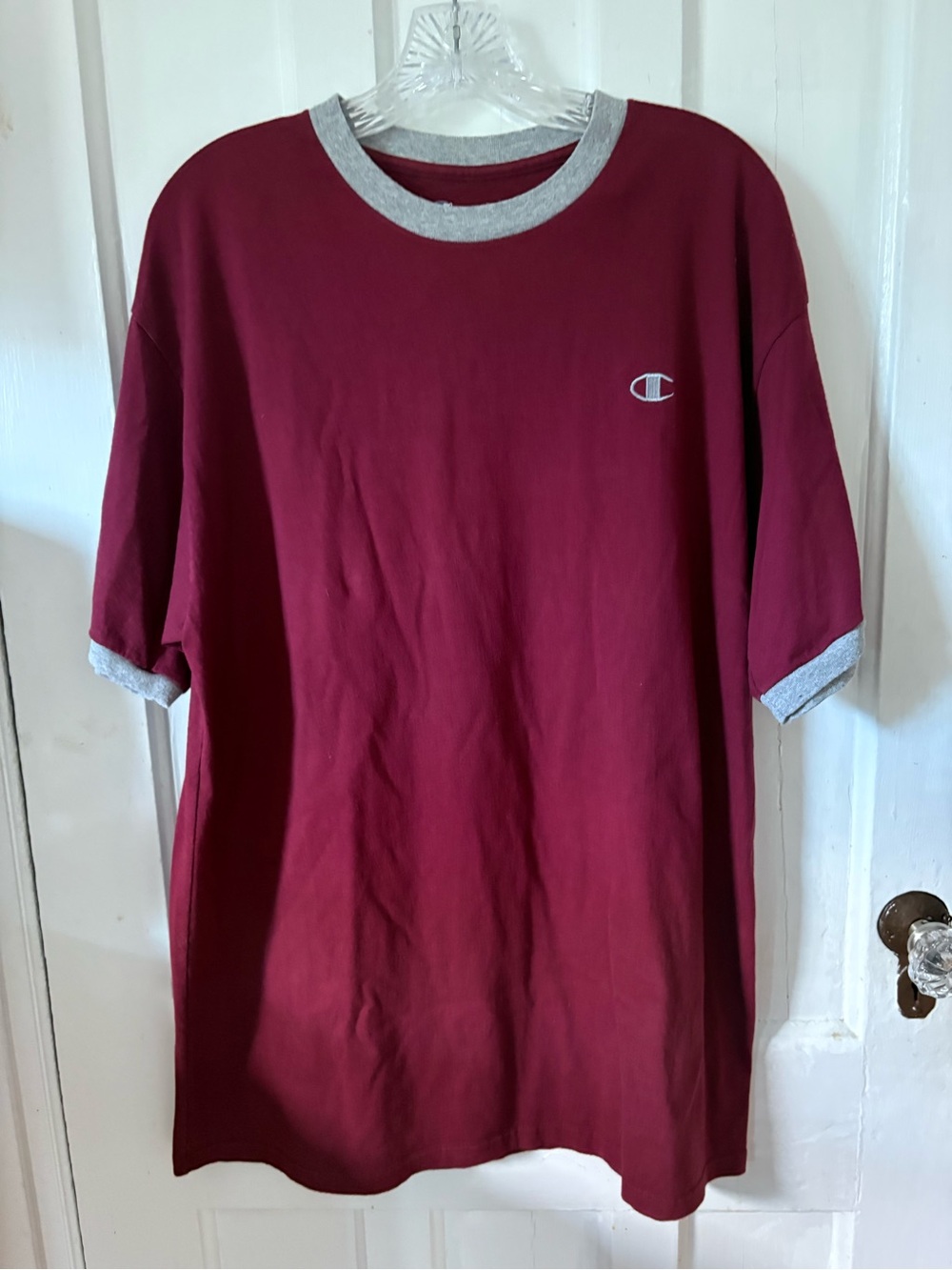 Champion Maroon Short Sleeve Tee with Gray Trim